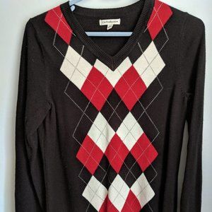 🎉 Croft&Barrow Small (S) Red, Black, and White Diamond Sweater (3/$10)